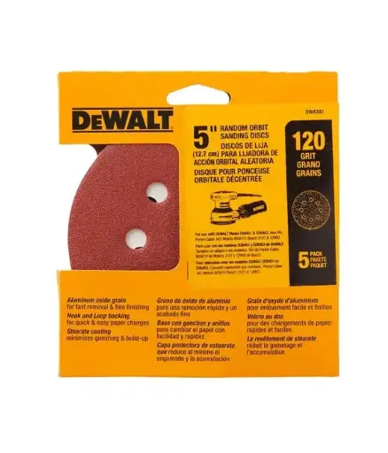 [FF.LIJ.0016] Lija disco 5" DEWALT (jgo 5 unid.) #120 p/Lijadora DW4303 (8hueco)