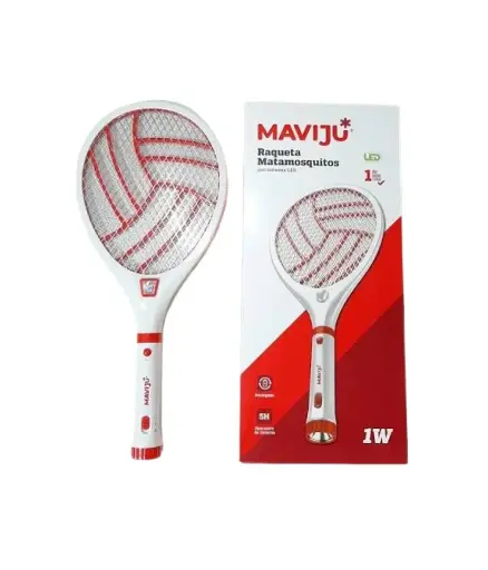 [FF.VAR.0060] Raqueta mata-insectos Recargable Blanco c/linterna (HE040050) MAVIJU