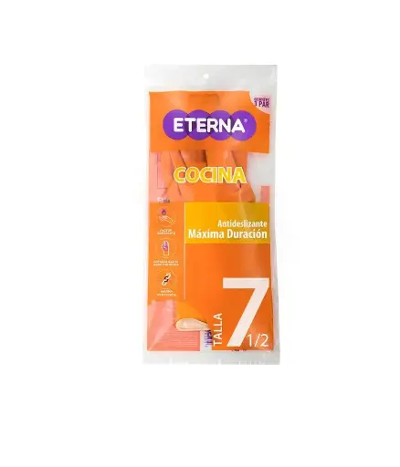 [FIS.GUAN.0003] Guantes de caucho # 7 Antideslizante ETERNA naranja Maxima Duracion
