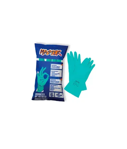 [FIS.GUAN.0010] Guantes de caucho # 8 Master NITRILO Turqueza (M)