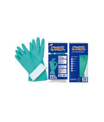 [FIS.GUAN.0067] guantes de caucho # 8 1/2 Master NITRILO Turqueza (L)