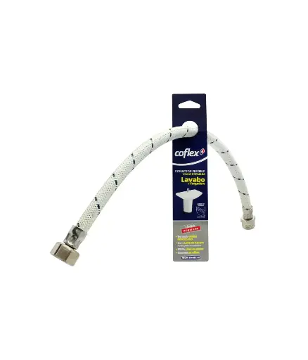 [PFG.ABAS.0005] Tubo de abasto 1/2 * 1/2 H/M * 40CM p/lavabo VINILO BLANCO COFLEX